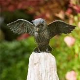Bronzefigur Uhu Flügel offen 25cm Gartenfigur Bronze Skulptur Rottenecker