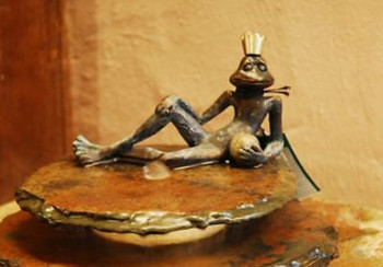 Bronzefigur Froschkönig Eugen L15cm Bronze Gartenfigur Skulptur Rottenecker