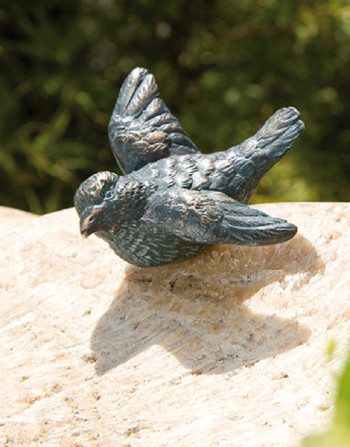 Bronzefigur Vogel Flügel offen 4cm Bronze Gartenfigur Rottenecker