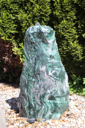 VERKAUFT! Quellstein Monolith 95cm Marmor Artik green Gartenbrunnen Springbrunnen Komplettset