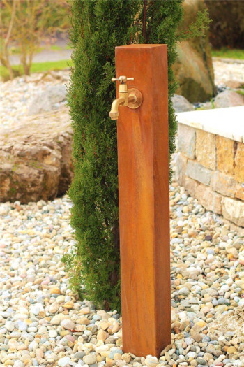Zapfstelle Cordon 125 inkl. Wasserhahn Cortenstahl Wasserzapfstelle für Garten