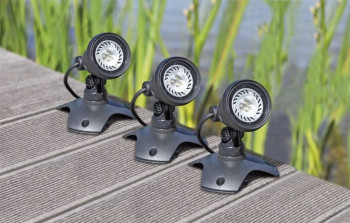 LunAqua 3 LED Set 3 warm weiß Oase Strahler für Wasserspiele, Zierbrunnen und Quellsteine
