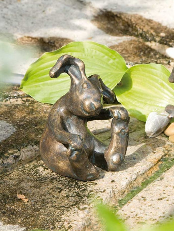 Bronzefigur Hase Kasper 14cm Gartenfigur Bronze Rottenecker Ostern Dekoration