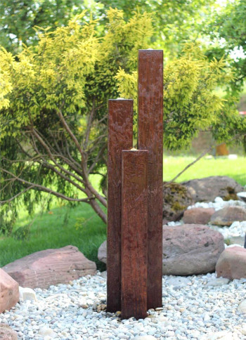 Cortenstahl Säulen Trio 160/15 Edelrost Gartenbrunnen Springbrunnen Komplettset