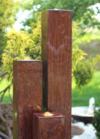 Cortenstahl Säulen Trio 160/15 Edelrost Gartenbrunnen Springbrunnen Komplettset