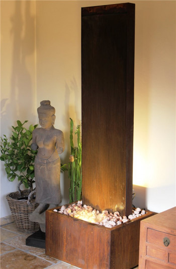 Zimmerbrunnen Cordon 180 Wasserwand Cortenstahl Edelrost-Design
