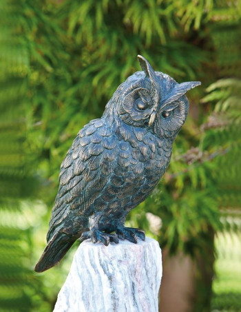 Bronzefigur Waldohreule 25cm Bronze Skulptur Gartenfigur Rottenecker