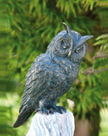 Bronzefigur Waldohreule 25cm Bronze Skulptur Gartenfigur Rottenecker