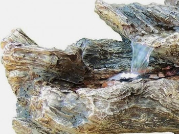 Edda Brunnen 65cm Polystone Wasserfall Gartenbrunnen Komplettsystem in Holz Optik