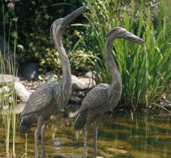 Bronzefigur Graureiher 62cm Bronze Wasserspeier von Rottenecker