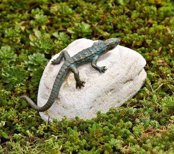 Bronzefigur Eidechse gebogen L17cm Bronze Gartenfigur Rottenecker