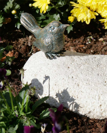 Bronzefigur Vogel sitzend 6cm Bronze Skulptur Rottenecker