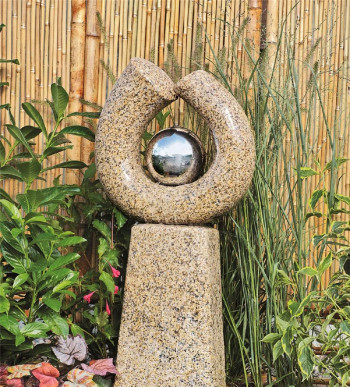 Wasserspiel SET Quellstein Skulptur Phönix 115cm Granit Gartenbrunnen inkl. Pumpe