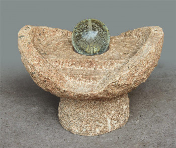 Wasserspiel SET Quellstein Niagara Wasserfall 50cm Granit Gartenbrunnen dreh. Glaskugel