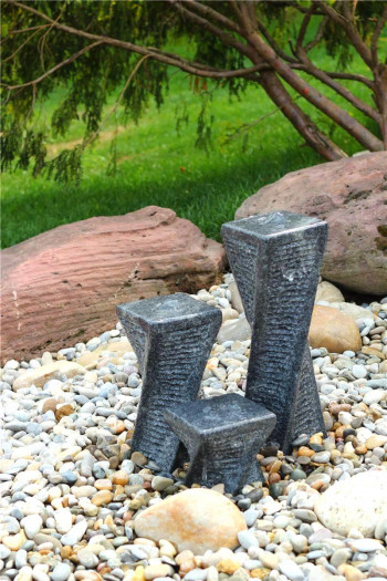 Wasserspiel SET Quellstein Säulen Xuan 50cm Granit Gartenbrunnen Springbrunnen