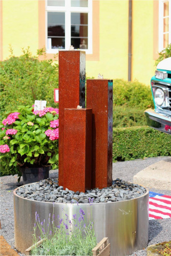 Cordon Säulen Trio 130cm Cortenstahl Gartenbrunnen Springbrunnen Komplettset