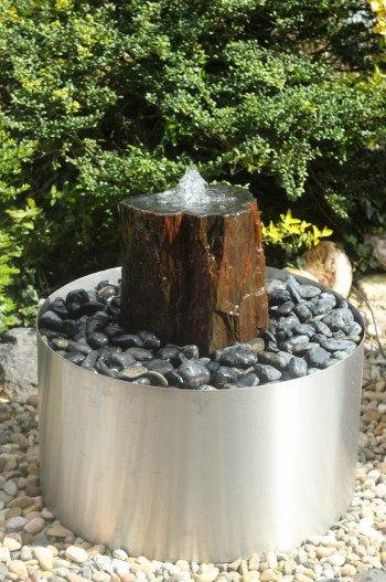 Gartenbrunnen Fiona 60cm Schiefer Edelstahl Springbrunnen freistehend