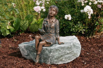 Bronzefigur Mädchen Emily 40cm Gartenfigur Bronze Skulptur Rottenecker