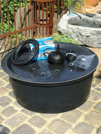 Wasserspiel Guan 45cm Granit anthrazit Gartenbrunnen Springbrunnen