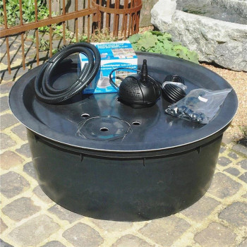 Komplett Set PE Becken mit GFK Deckel Ø88x35 | Pumpe PondoVario 1500