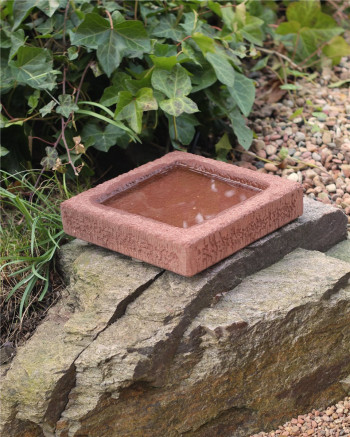 Vogeltränke Sandstein quadratisch 25cm Vogelbad für Garten