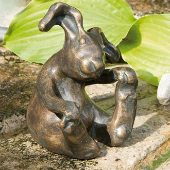 Bronzefigur Hase Kasper 14cm Gartenfigur Bronze Rottenecker Ostern Dekoration