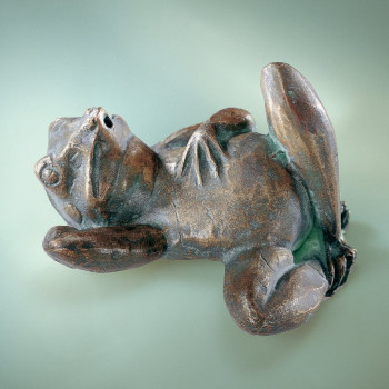 Fauler Frosch 8cm Bronze Gartenfigur Teichfigur Wasserspeier Rottenecker