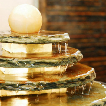Zimmerbrunnen Tao 26 Feng Shui Schiefer Brunnen mit drehender Kugel