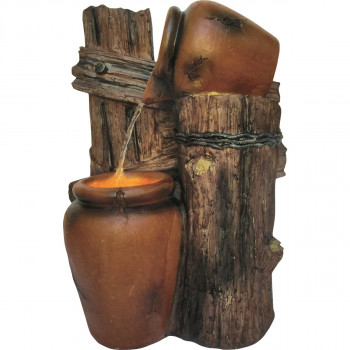  Jarro Wasserspiel 40cm Polystone Brunnen Holzoptik