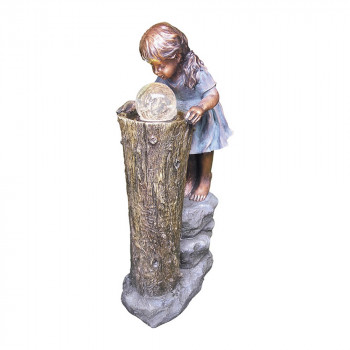Gartenbrunnen Die Zauberin 83cm Polystone Wasserspiel inkl. dreh. Glaskugel