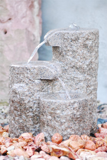 NUR ABHOLUNG! Wasserspiel SET Quellstein Shugan 45cm Granit rosa Bachlauf Gartenbrunnen