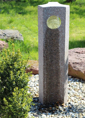 Wasserspiel SET Quellstein Joy 120cm Granit Gartenbrunnen mit dreh. Glaskugel