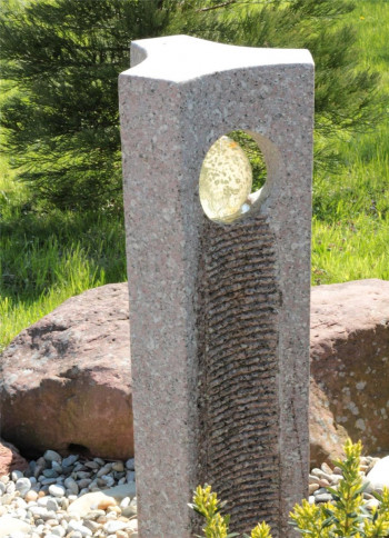 Wasserspiel SET Quellstein Joy 120cm Granit Gartenbrunnen mit dreh. Glaskugel