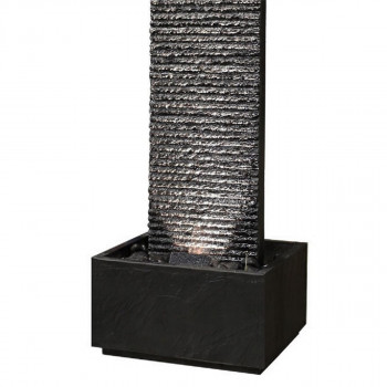 Wasserwand Lamelle 178 black inkl. Pumpe und LED Zimmerbrunnen in Schiefer Optik