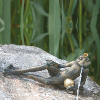 Bronzefigur Froschkönig Detlef L34cm Bronze Wasserspeier Rottenecker