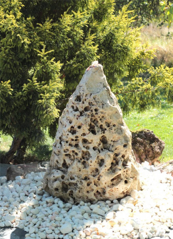 Wasserspiel SET Quellstein Monolith 105cm Marmor Travertin Gartenbrunnen