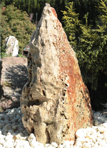 Wasserspiel SET Quellstein Monolith 105cm Marmor Travertin Gartenbrunnen