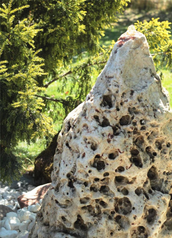 Wasserspiel SET Quellstein Monolith 105cm Marmor Travertin Gartenbrunnen