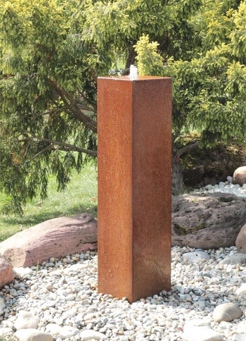 Cortenstahl Säule 150cm Edelrost Gartenbrunnen Springbrunnen Komplettset