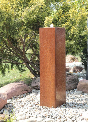 Cortenstahl Säule 150cm Edelrost Gartenbrunnen Springbrunnen Komplettset