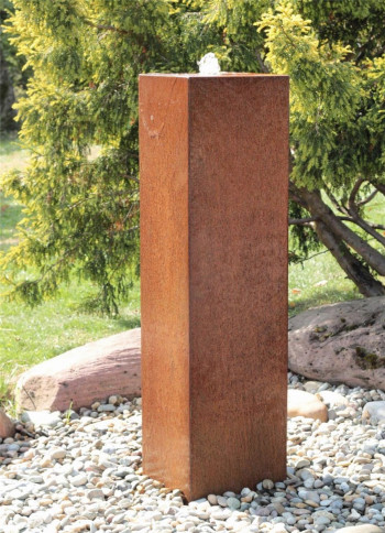 Cortenstahl Säule 100cm Edelrost Gartenbrunnen Springbrunnen Komplettset