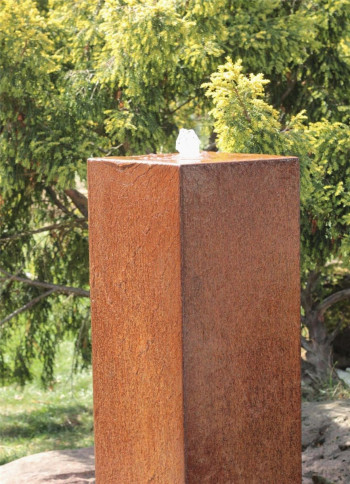 Cortenstahl Säule 100cm Edelrost Gartenbrunnen Springbrunnen Komplettset
