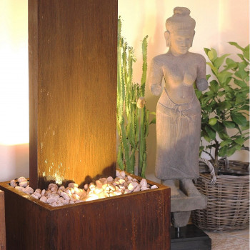 Zimmerbrunnen Cordon 180 Wasserwand Cortenstahl Edelrost-Design