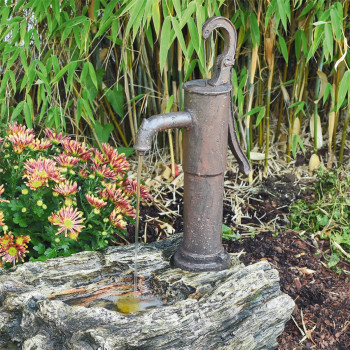 Wasserspiel Ligno mit Schwengelpumpe 57cm Polystone Brunnen Komplettsystem