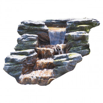 Bachlauf Rapit L110cm Polystone Fertigbauteil Bachlaufschale mit Wasserfall und LED-Leiste