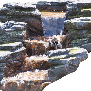Bachlauf Rapit L110cm Polystone Fertigbauteil Bachlaufschale mit Wasserfall und LED-Leiste