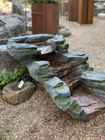 Bachlauf Rapit L110cm Polystone Fertigbauteil Bachlaufschale mit Wasserfall und LED-Leiste