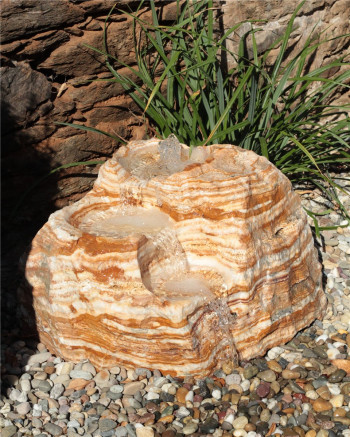 VERKAUFT! Quellstein Bachlauf L60cm Onyx Marmor Gartenbrunnen Springbrunnen Komplettset