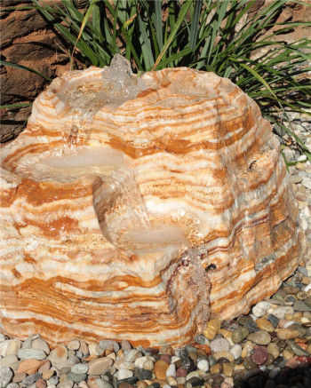 VERKAUFT! Quellstein Bachlauf L60cm Onyx Marmor Gartenbrunnen Springbrunnen Komplettset
