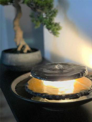 Zimmerbrunnen Minello Feng Shui Schieferbrunnen inkl. Beleuchtung Tischbrunnen